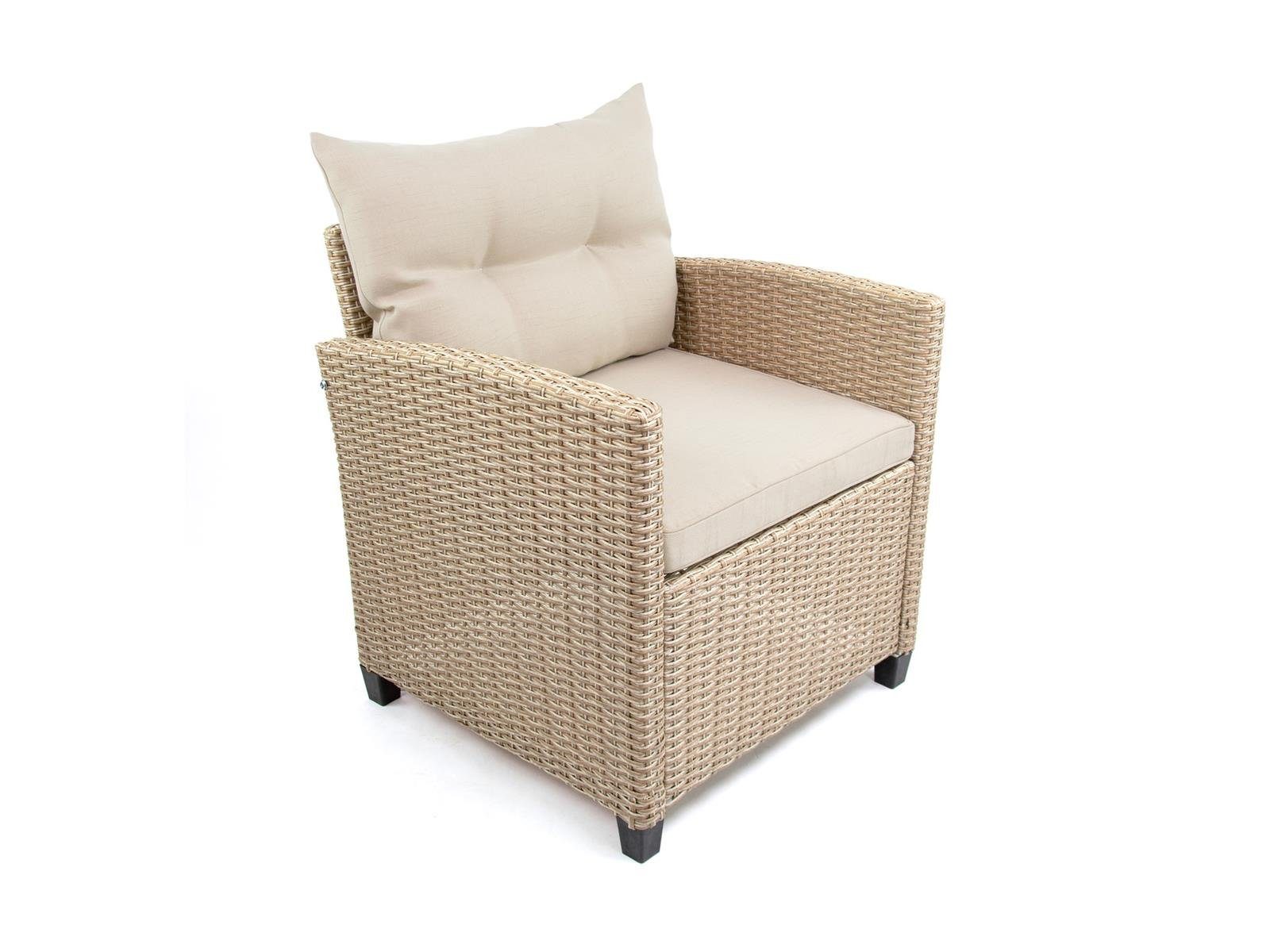 Green Spirit Loungeset Garten Sitzgruppe Madeira III, (Set, 6-tlg), 2-Sitzer Sofa: 124x67x74cm, Sessel: 67x66x74cm, Tisch 90x55x46cm