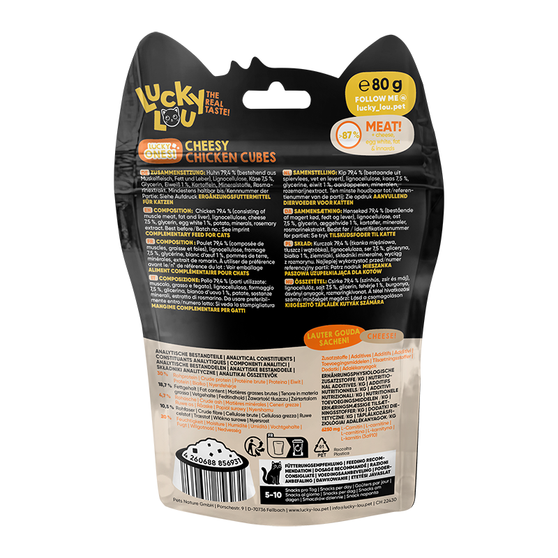 Lucky Lou Snacks Lucky Lou Lucky Ones Cubes 8x80g Huhn & Käse