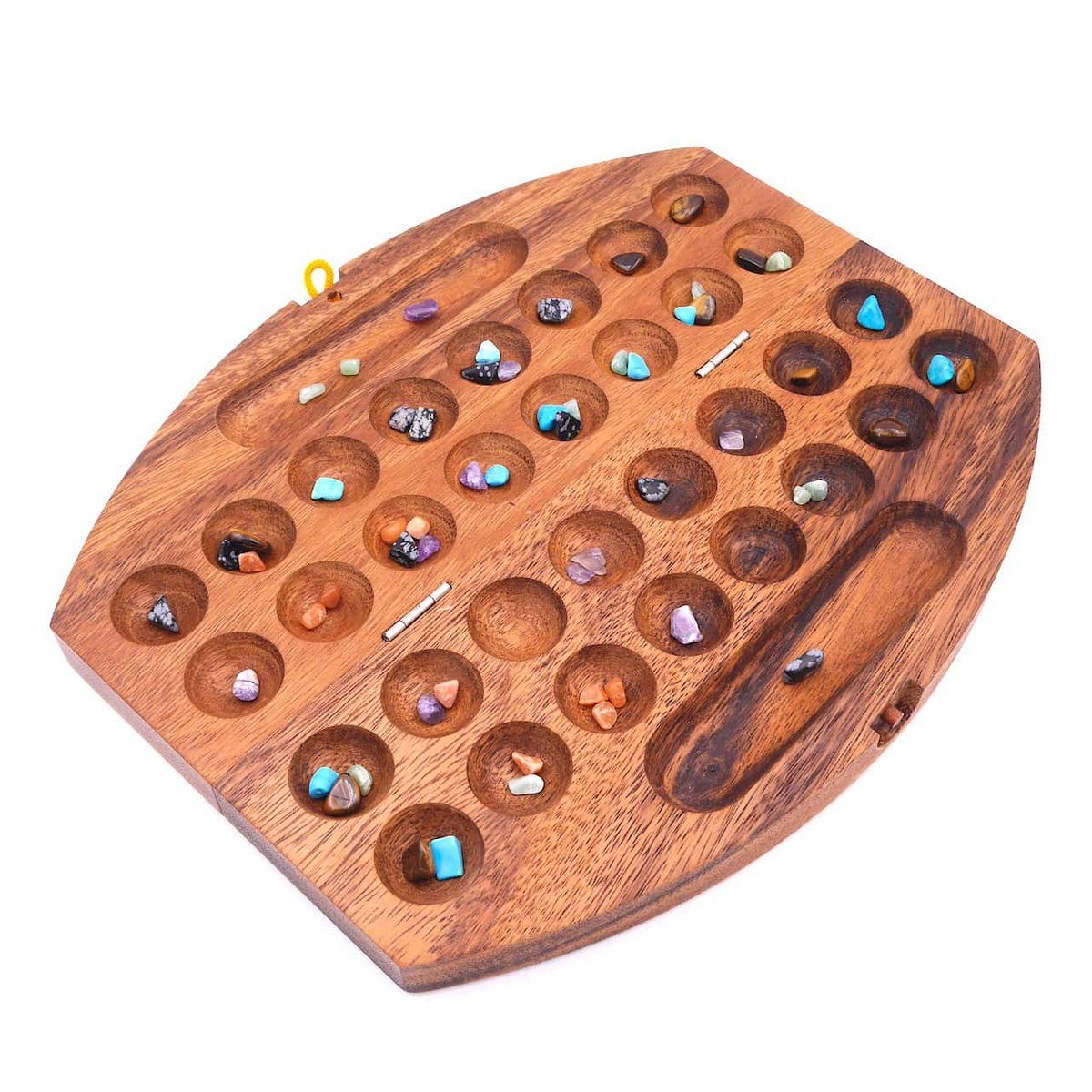 ROMBOL Denkspiele Spiel, Brettspiel HUS BAO - klappbares Steinchenspiel für 2 Spieler, Holzspiel