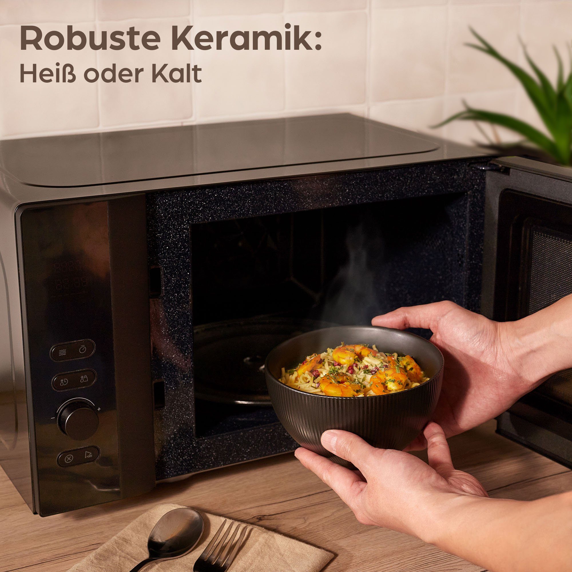 Cosumy Müslischale Matt Groß 700ml Keramik auch als Servierschale & Suppenschale, Keramik, (6er Set, 6-tlg), Mikrowellengeeignet - Müsli Snackschale Schüsseln