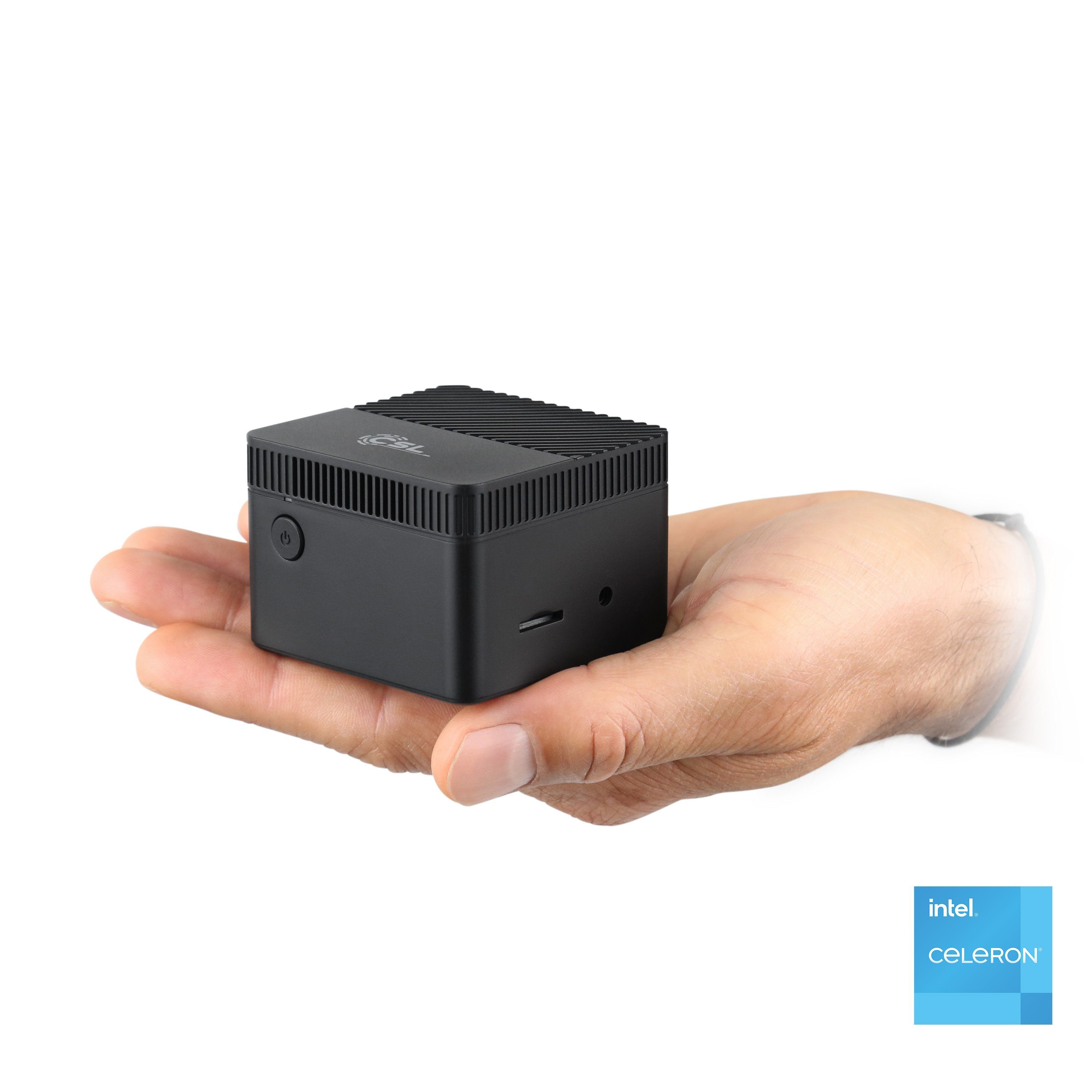 CSL Tiny Box PC (Intel® Celeron N4120, Intel® HD Graphics 600, 4 GB RAM, 128 GB SSD, passiver CPU-Kühler, 2m HDMI Kabel)