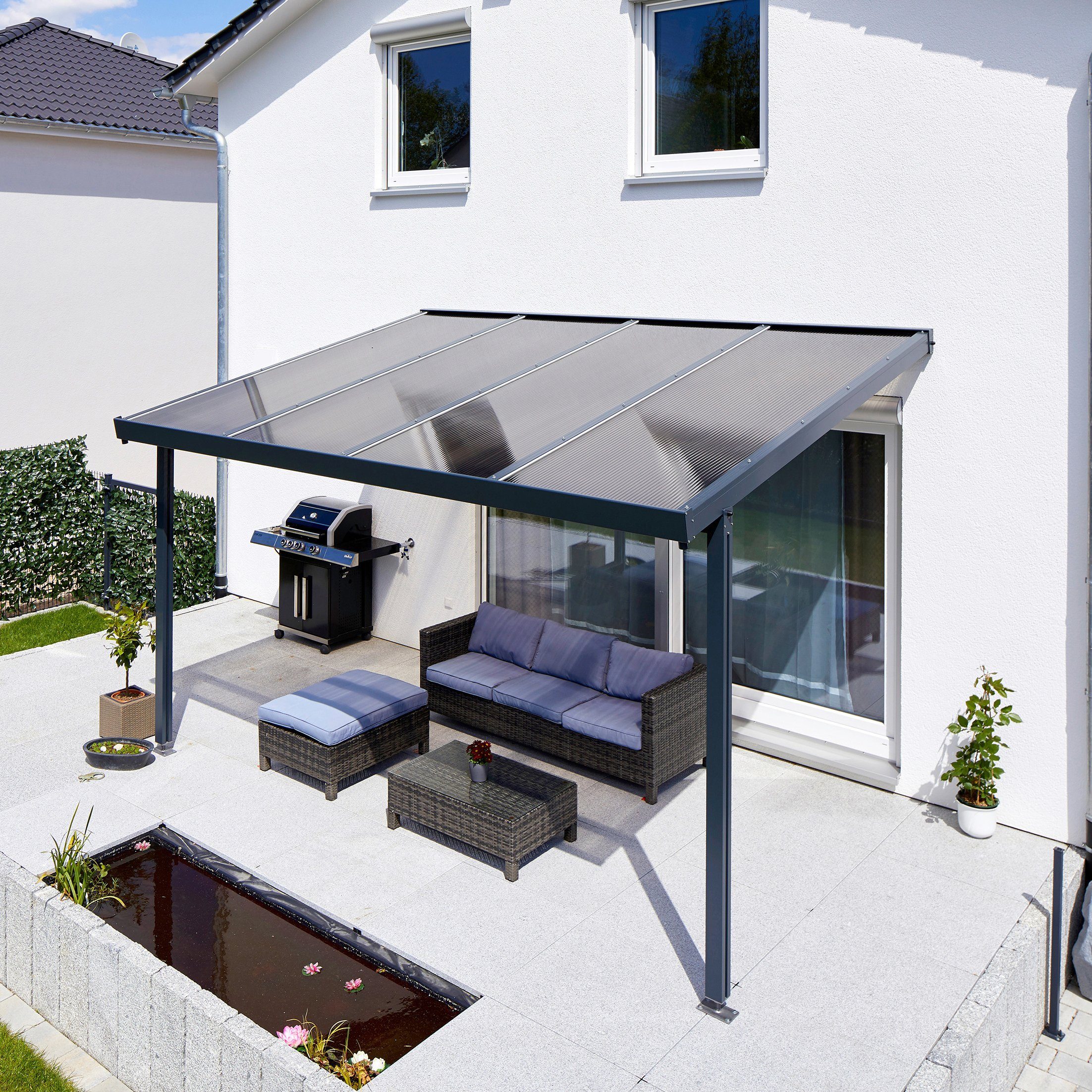 GUTTA Terrassendach Premium, BxT: 410,2x306 cm, Bedachung Doppelstegplatten, BxT: 410x306 cm, Dach Polycarbonat bronce