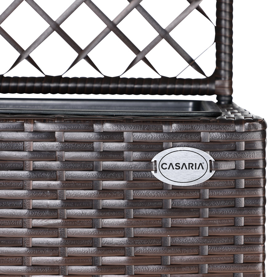 Casaria Polyrattan Blumenkasten mit Rankgitter Braun