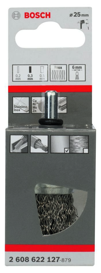Bosch modri pribor 2608622127 glava ščetke 25 mm valovito držalo 6 mm nerjaveče jeklo