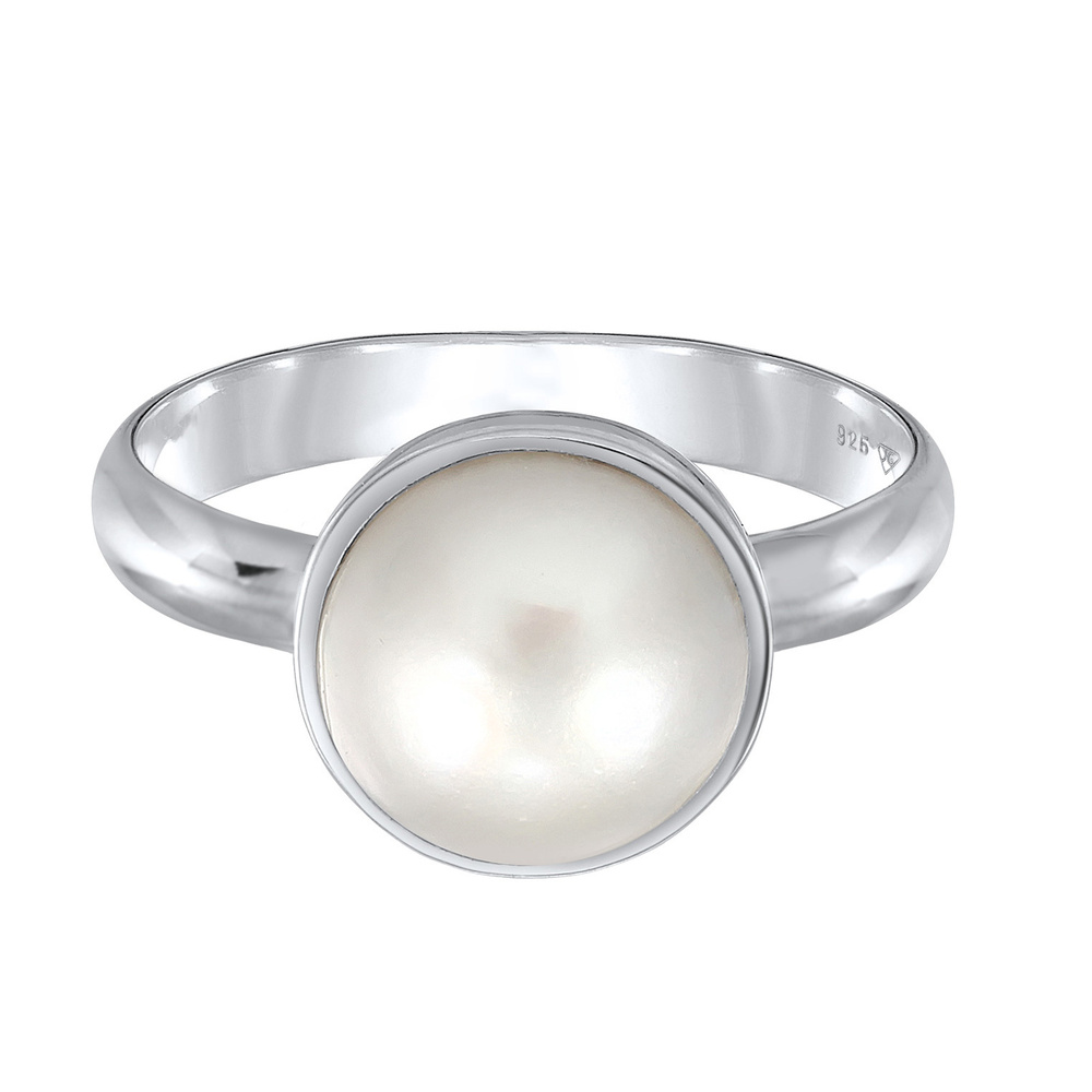 Nenalina Nenalina Bague Femmes Elégant Rond avec perle en argent sterling 925 Bague