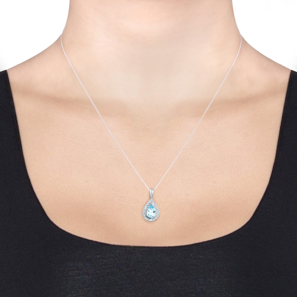 Elli Elli Collier Edel Tropfen Topas Zirkonia 925 Sterling Silber collier