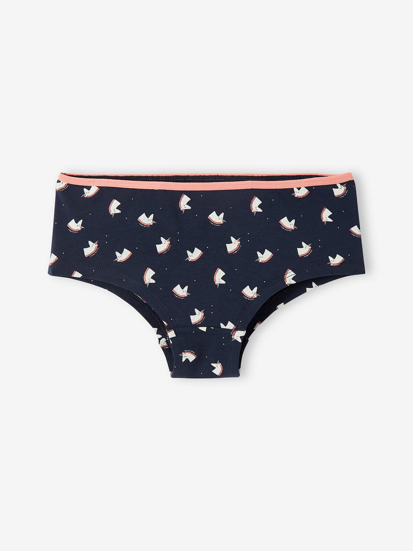 Vertbaudet 5er-Pack Mädchen Shortys, Einhorn - rosa bedruckt
