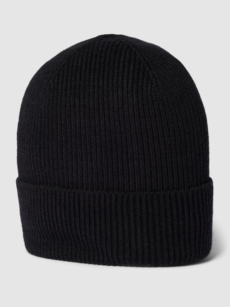 Beanie mit breitem Umschlag Modell 'ZENNA' in schwarz