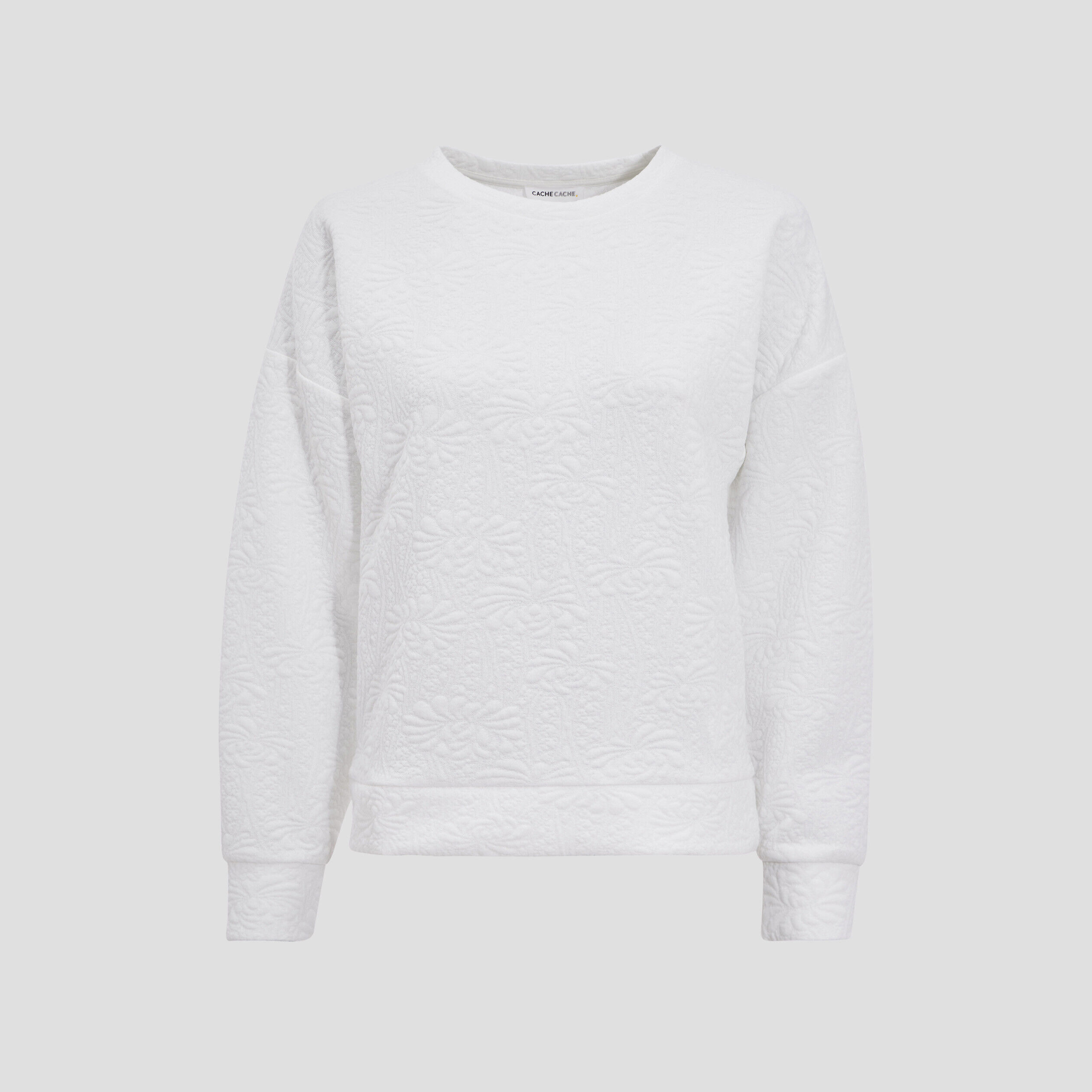 Sweat manches longues ecru femme | Cache Cache