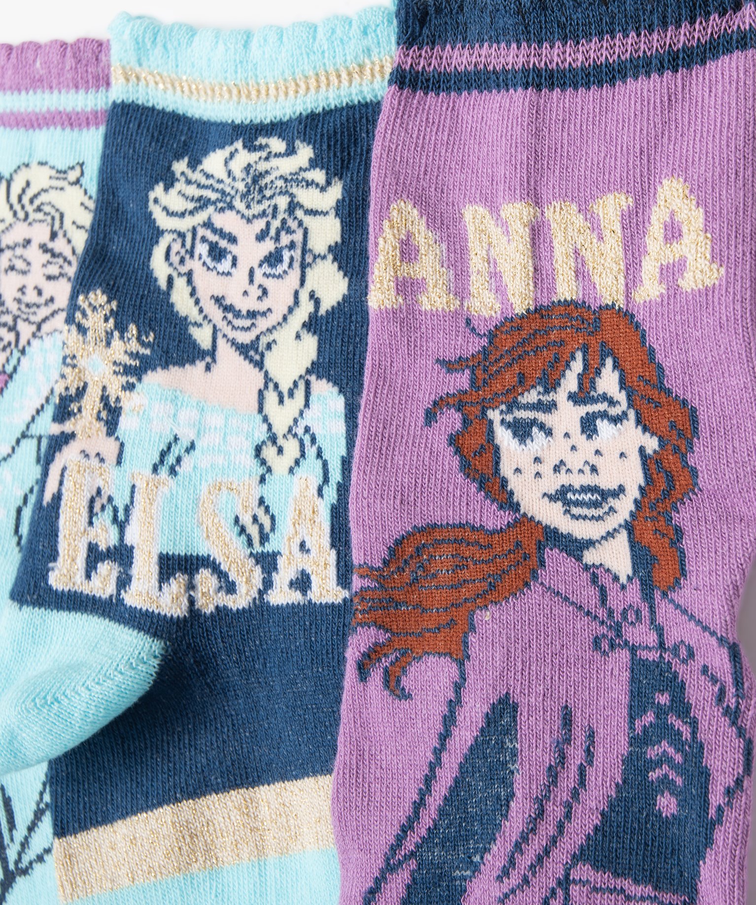 Chaussettes fille imprimées brillantes - La Reine des Neige... bleu | GEMO