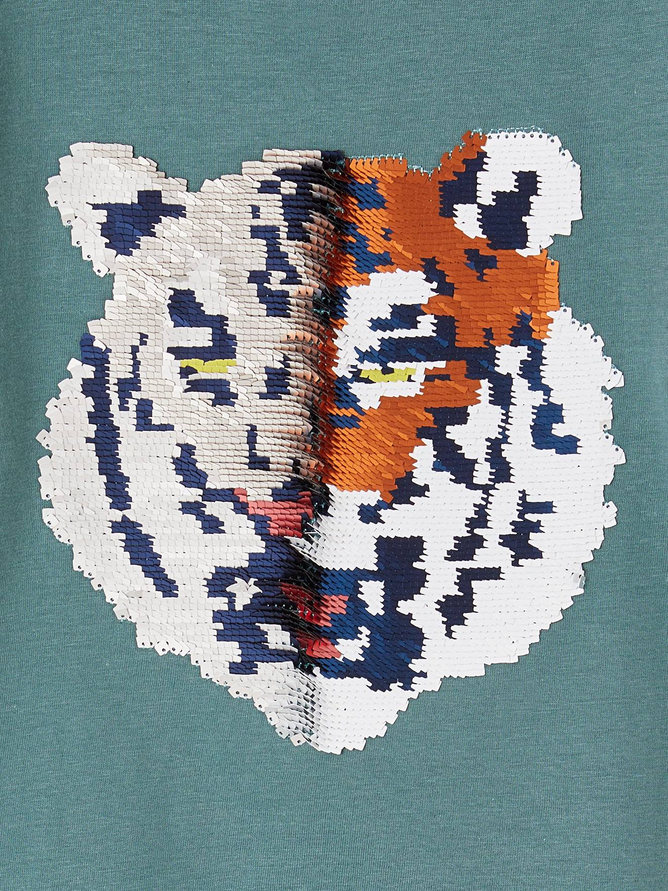 Vertbaudet Jungen T-Shirt mit Wende-Pailletten Oeko-Tex - weiß
