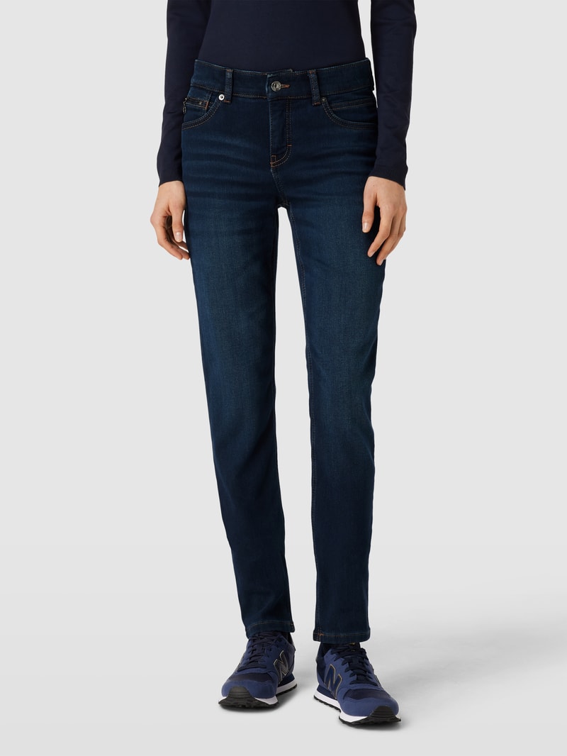 Slim Fit Thermojeans mit Reißverschlusstasche in marineblau