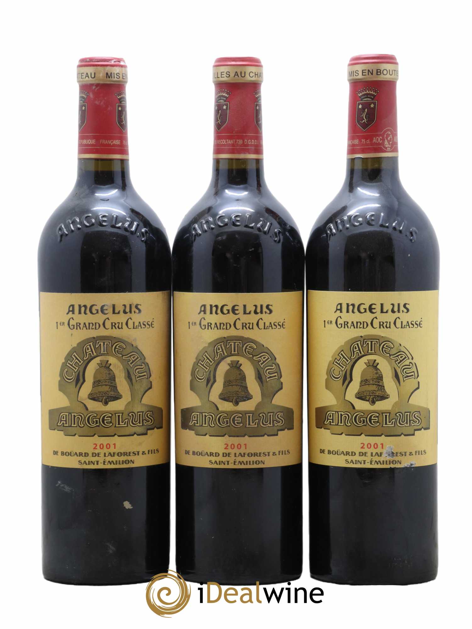 Château Angélus 1er Grand Cru Classé A  2001 - Lot de 3 Bouteilles