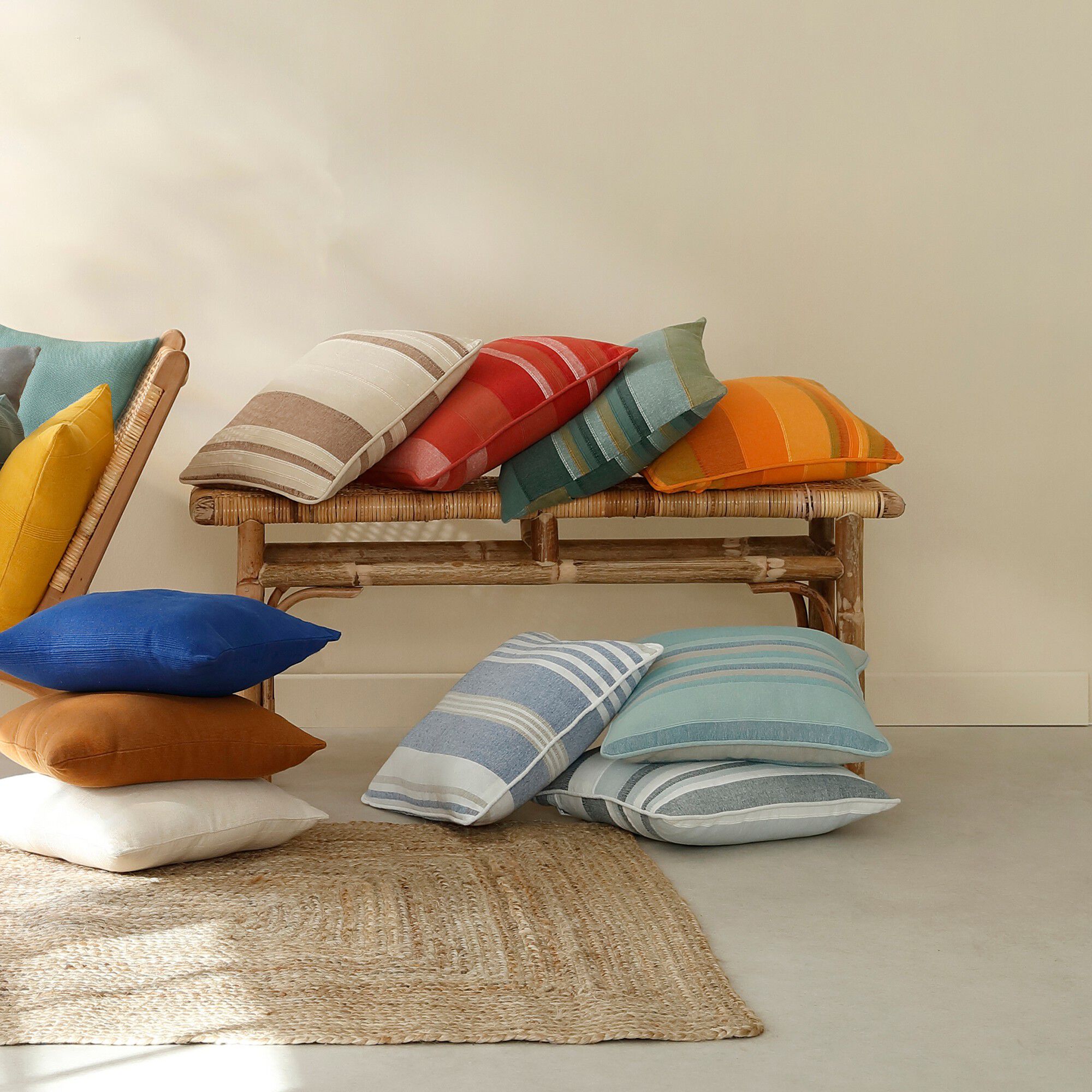 Housse coussin multicolore coton tissage artisanal