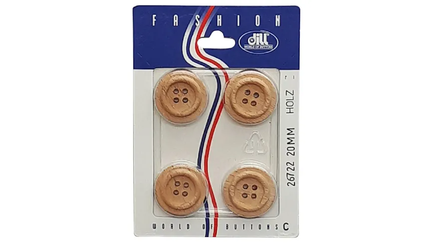 Dill 4-loch-Holzknopf rund Ø 20mm 4er Pack natur