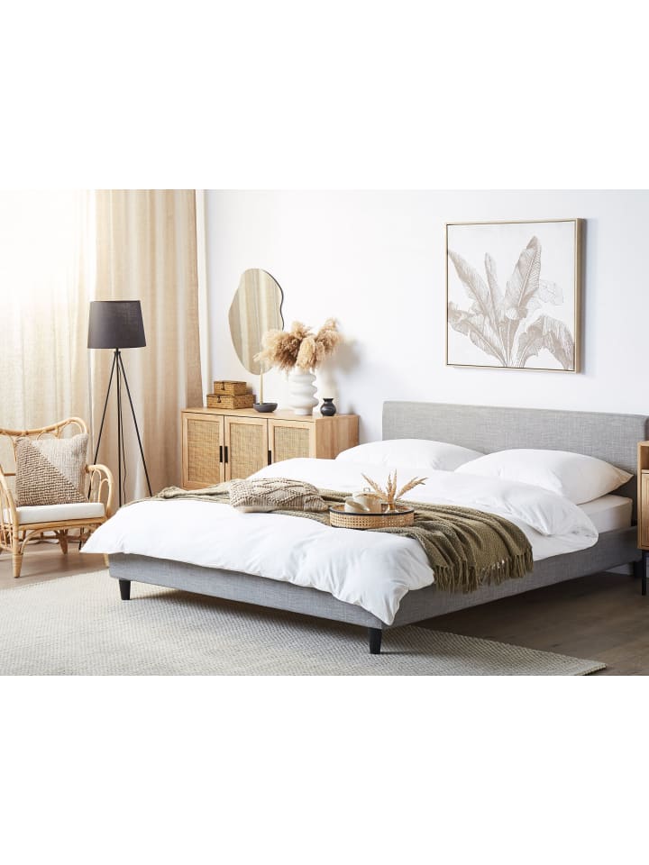 Beliani Doppelbett mit LED FITOU in Grau - (W) 190 x (H) 87 x (L) 214 cm günstig kaufen onesize