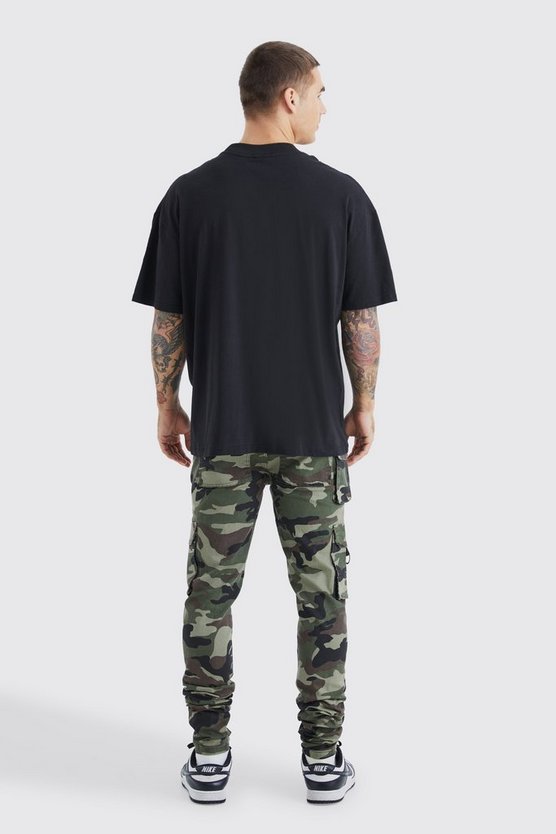 Skinny Camouflage Cargo-Hose mit Taschen