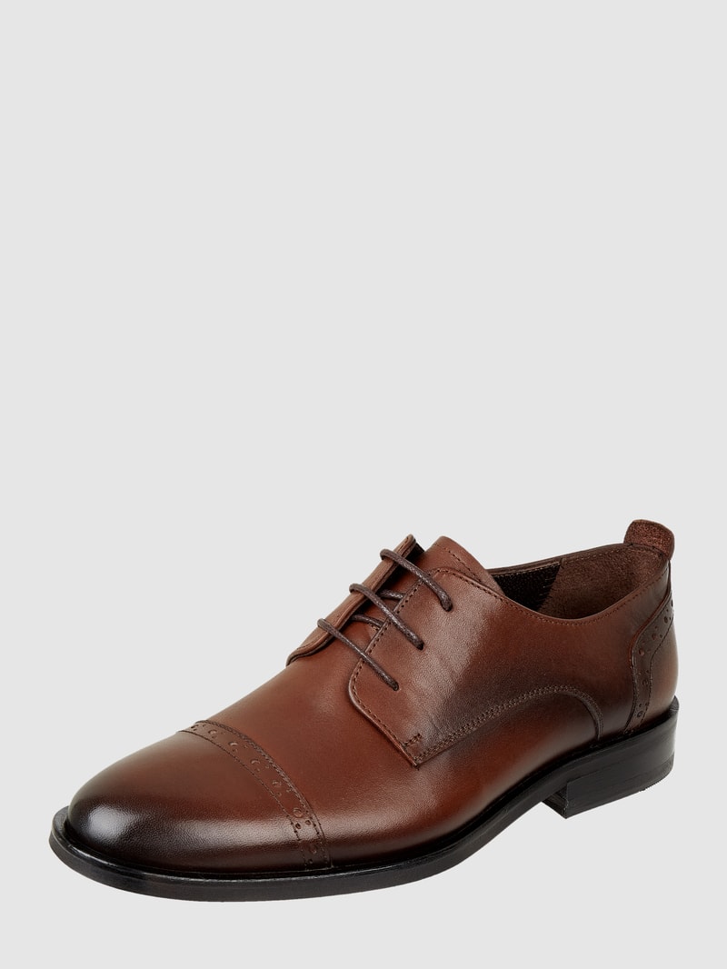 Derby aus Leder in cognac