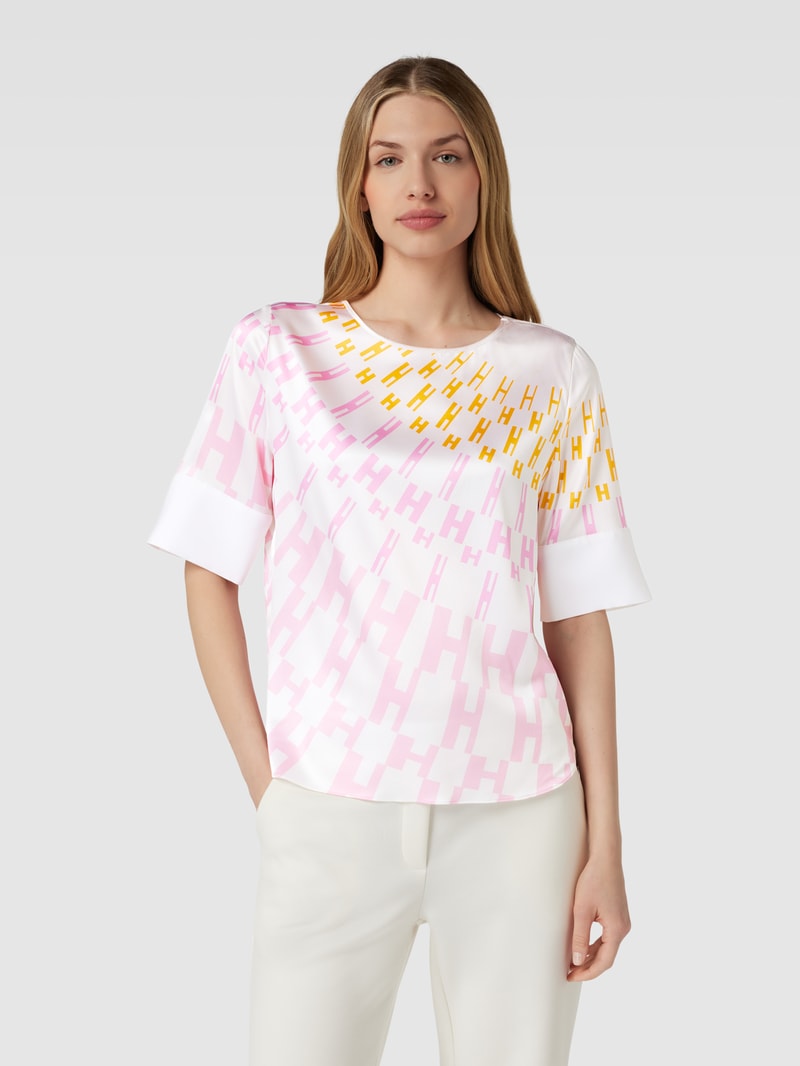 Blusenshirt mit Tunikakragen in rosa