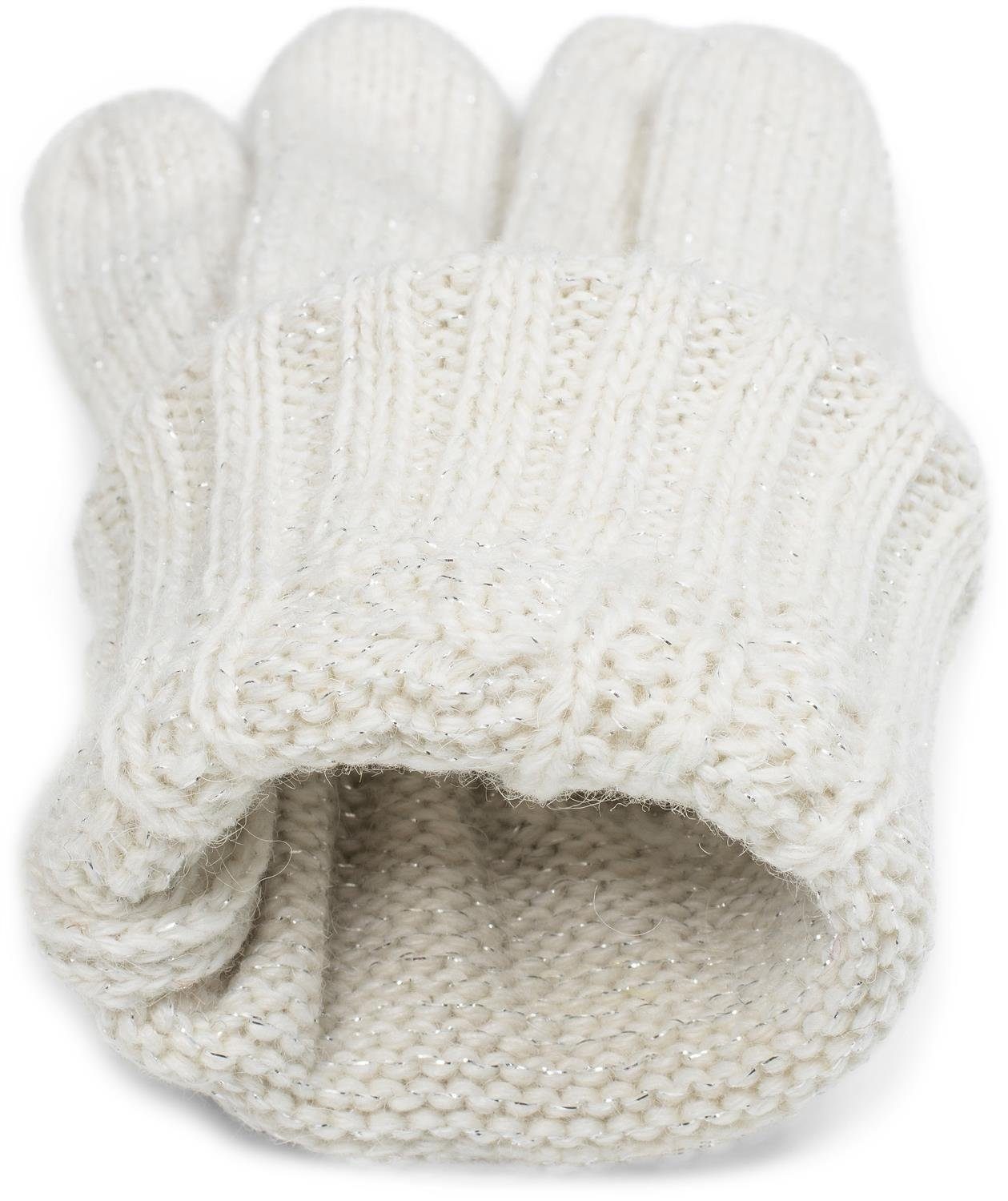 styleBREAKER Strickhandschuhe Strick Handschuhe mit Zopfmuster und Metallic Faden