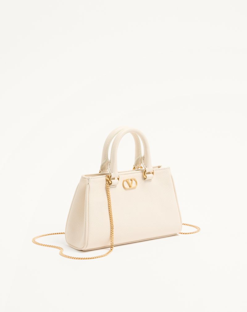 Bolsa Mini VLogo Signature em couro de bezerro granulado
