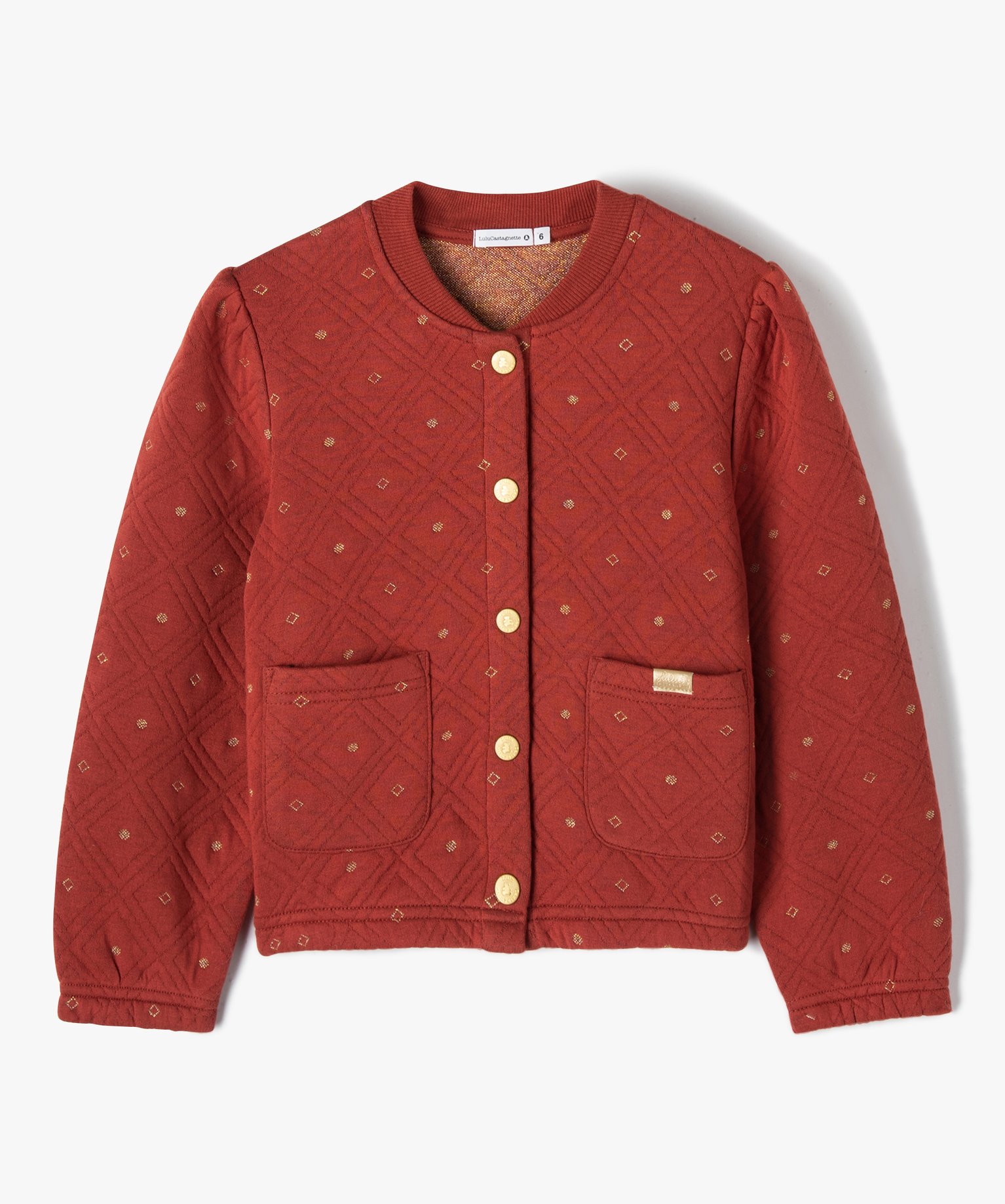 Veste fille à matelassage géométrique et détails dorés ... rouge fonce | GEMO