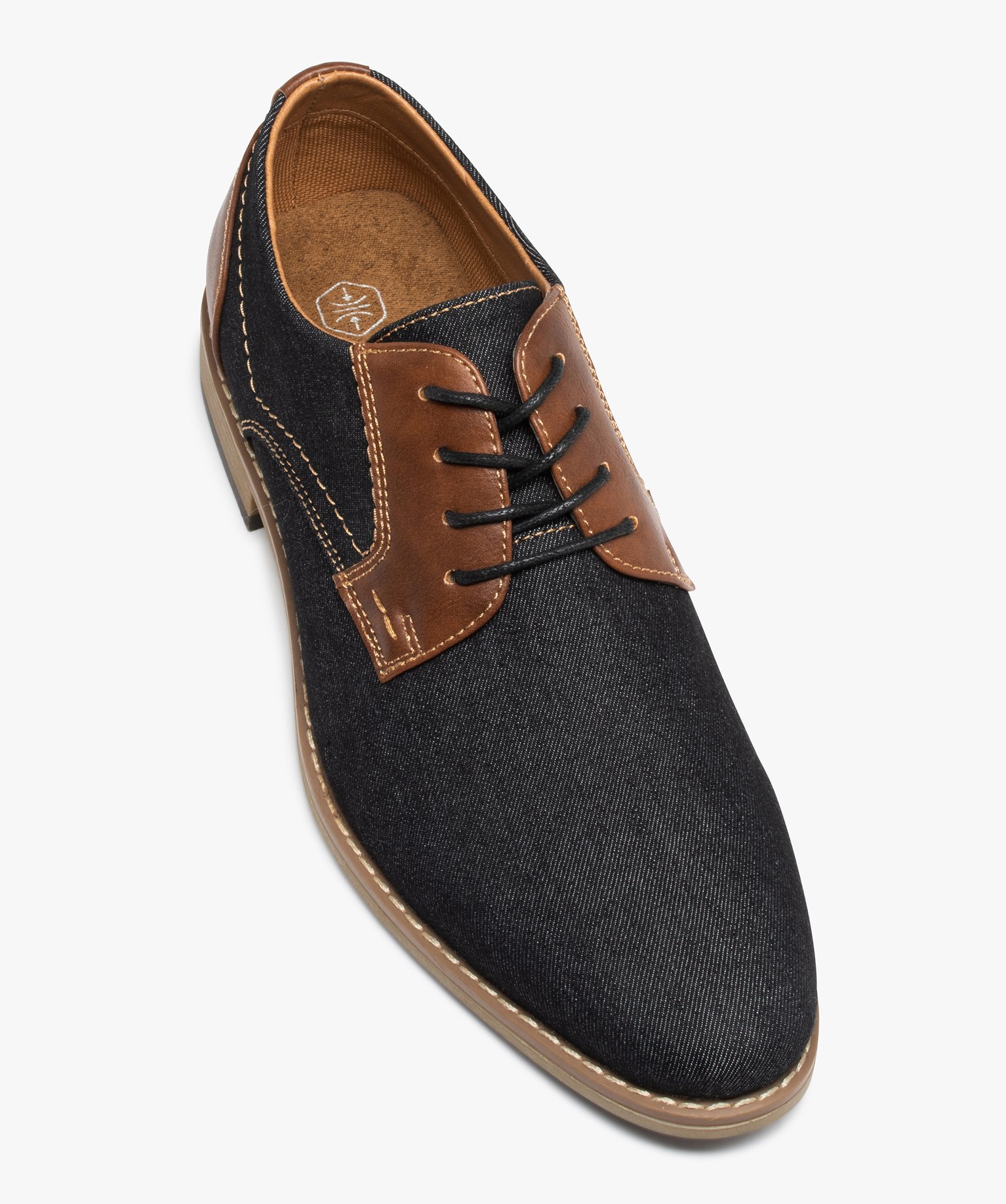 Derbies homme bicolores en denim noir | GEMO