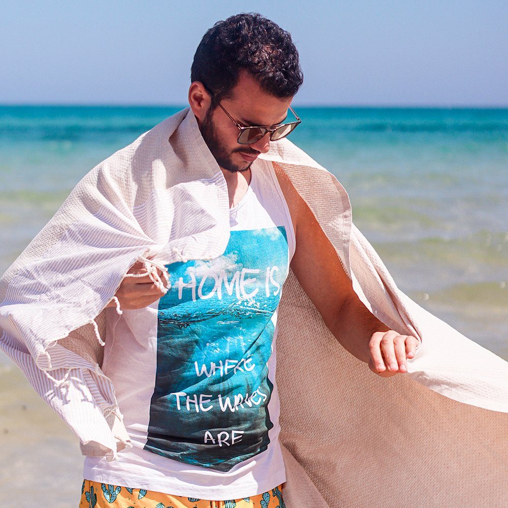 SOLTAKO Strandtuch Santorini, (2-St), Extrem leicht, Trocknet schnell,saugfähig. Hamamtuch, Strandhandtuch