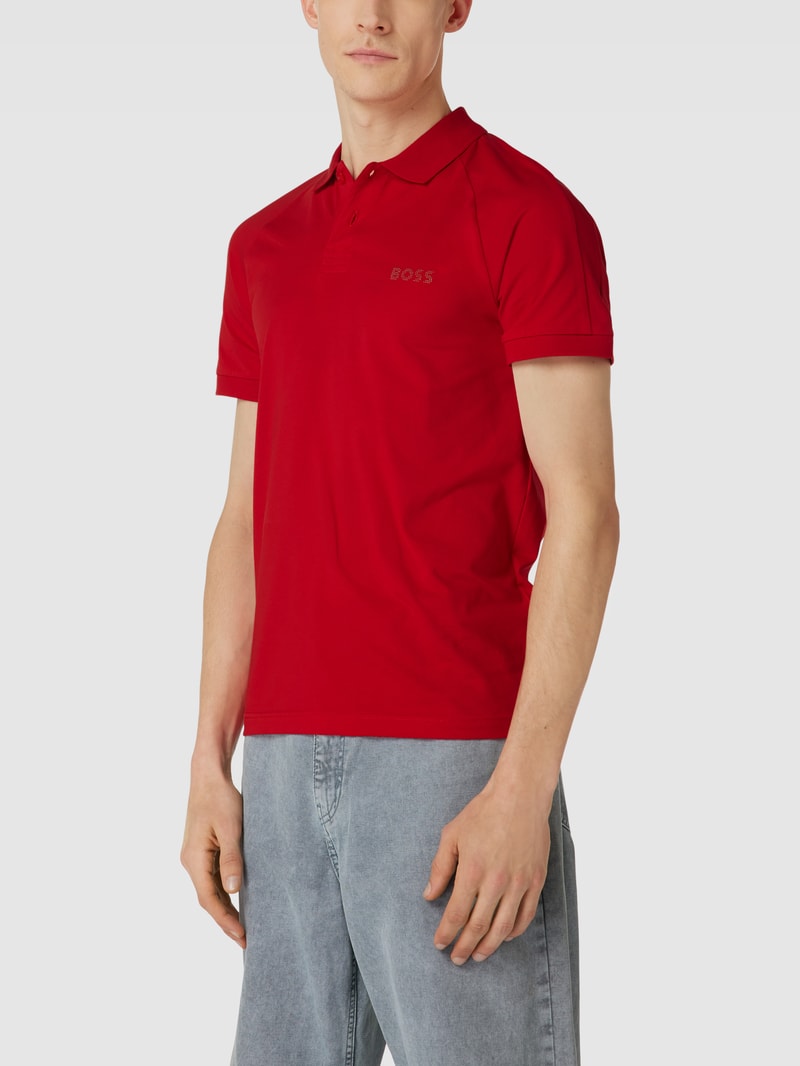 Slim Fit Poloshirt mit Label-Print Modell 'Paule Diamond' in kirschrot