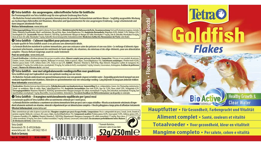 Tetra Goldfish Flakes Fischfutter 250 ml