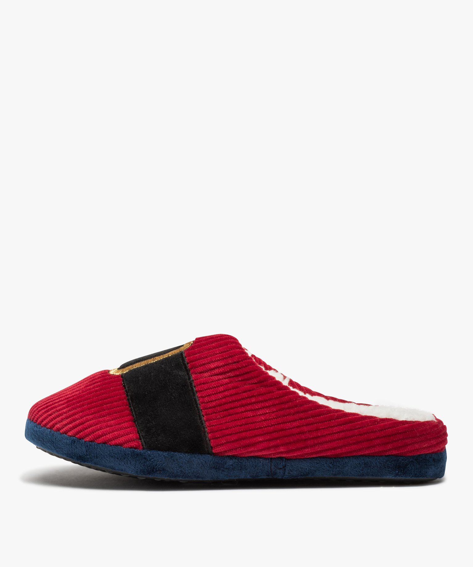 Chaussons homme mules en velours Père Nol rouge fonce | GEMO