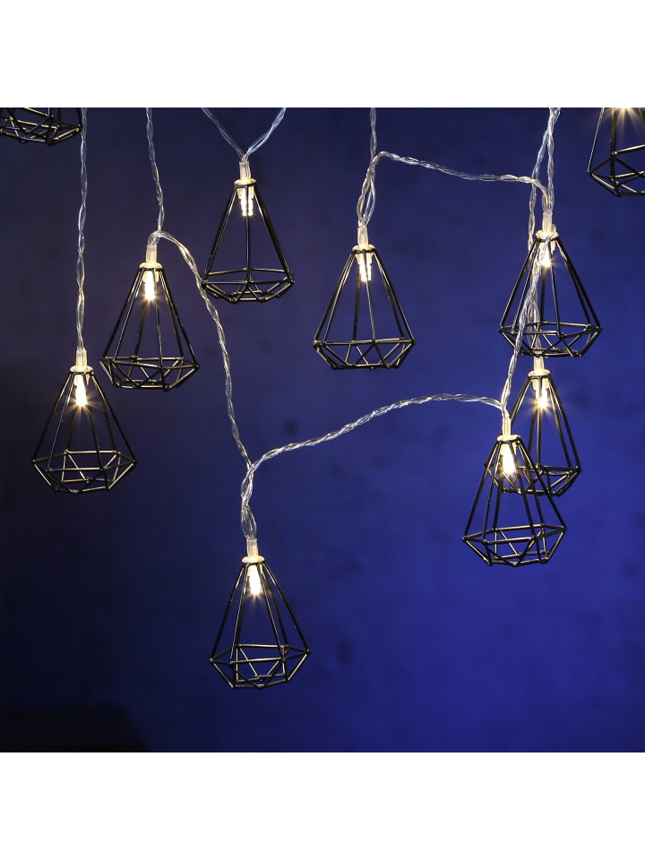 MARELIDA LED Lichterkette DIAMANT 10 kleine beleuchtete Rubine L: 1,6m in schwarz günstig kaufen onesize