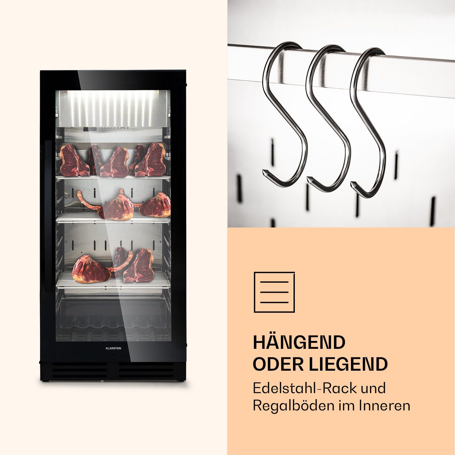 Klarstein Getränkekühlschrank HEA10-Steakhouse233O 10039936, 127 cm hoch, 59 cm breit