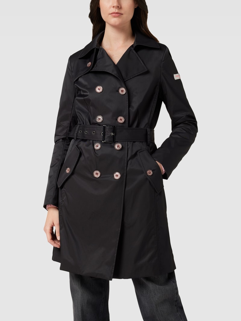 Trenchcoat mit Reverskragen in schwarz