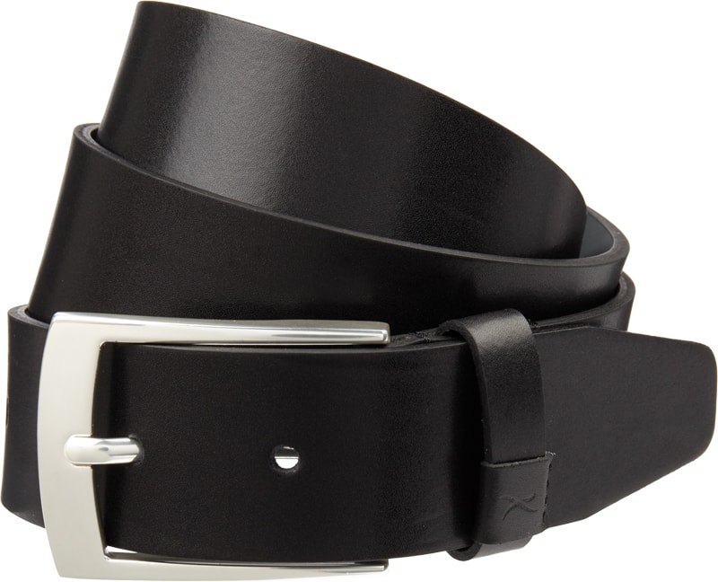 Ledergürtel mit Dornschließe in schwarz