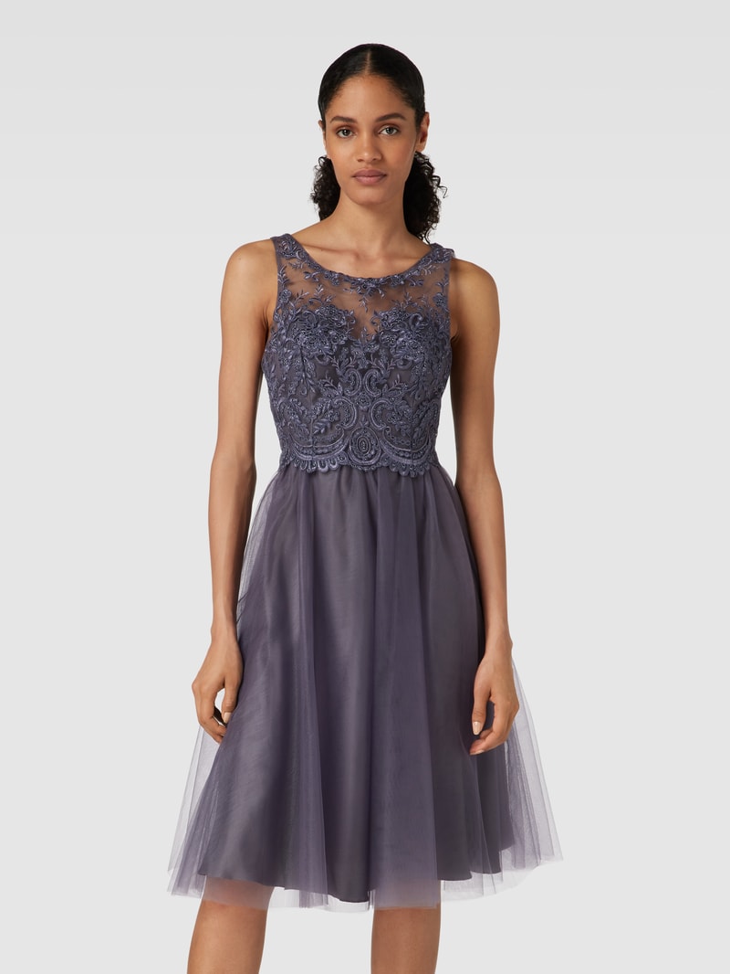 Cocktailkleid mit Rundhalsausschnitt in graphit