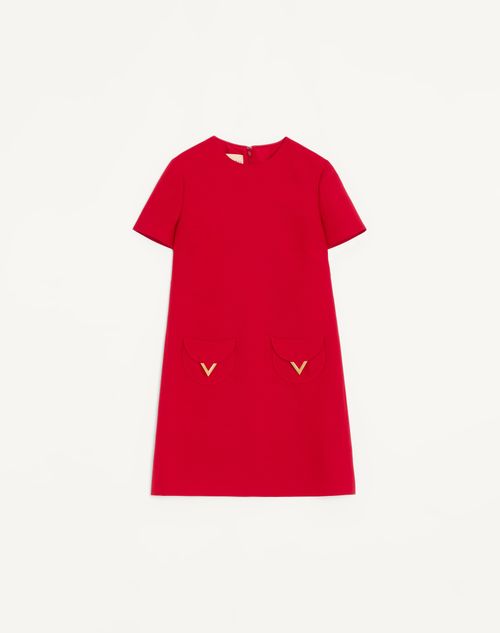 Vestido curto de crepe de alta costura