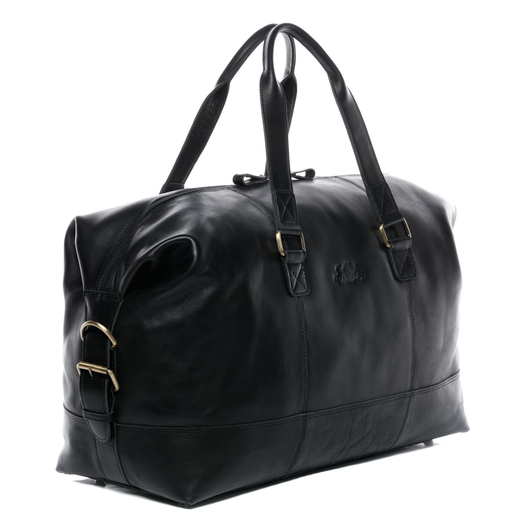 SID & VAIN Reisetasche Leder Weekender Unisex YALE, Echtleder Reisegepäck für Damen & Herren, Sporttasche XL schwarz