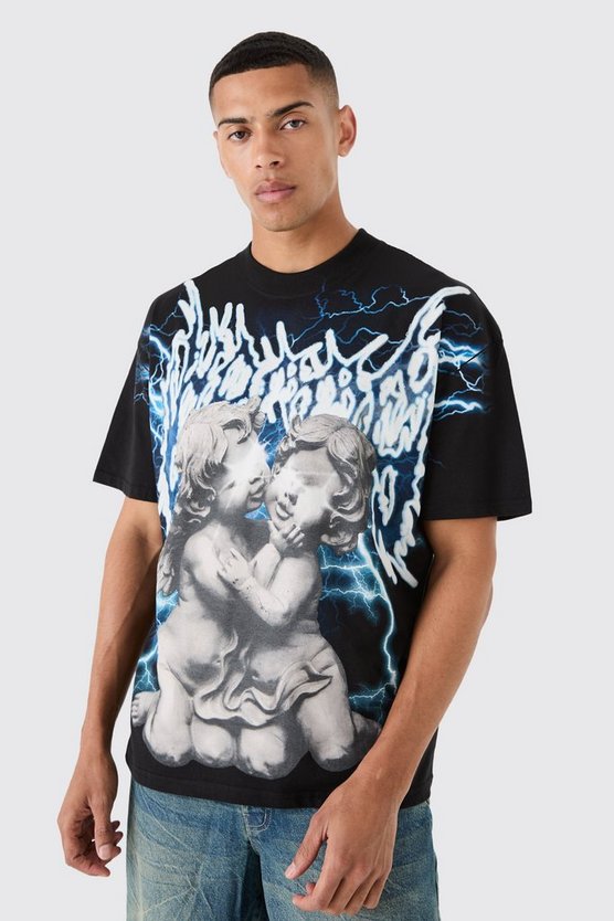 Oversize T-Shirt mit Gothic Renaissance-Print