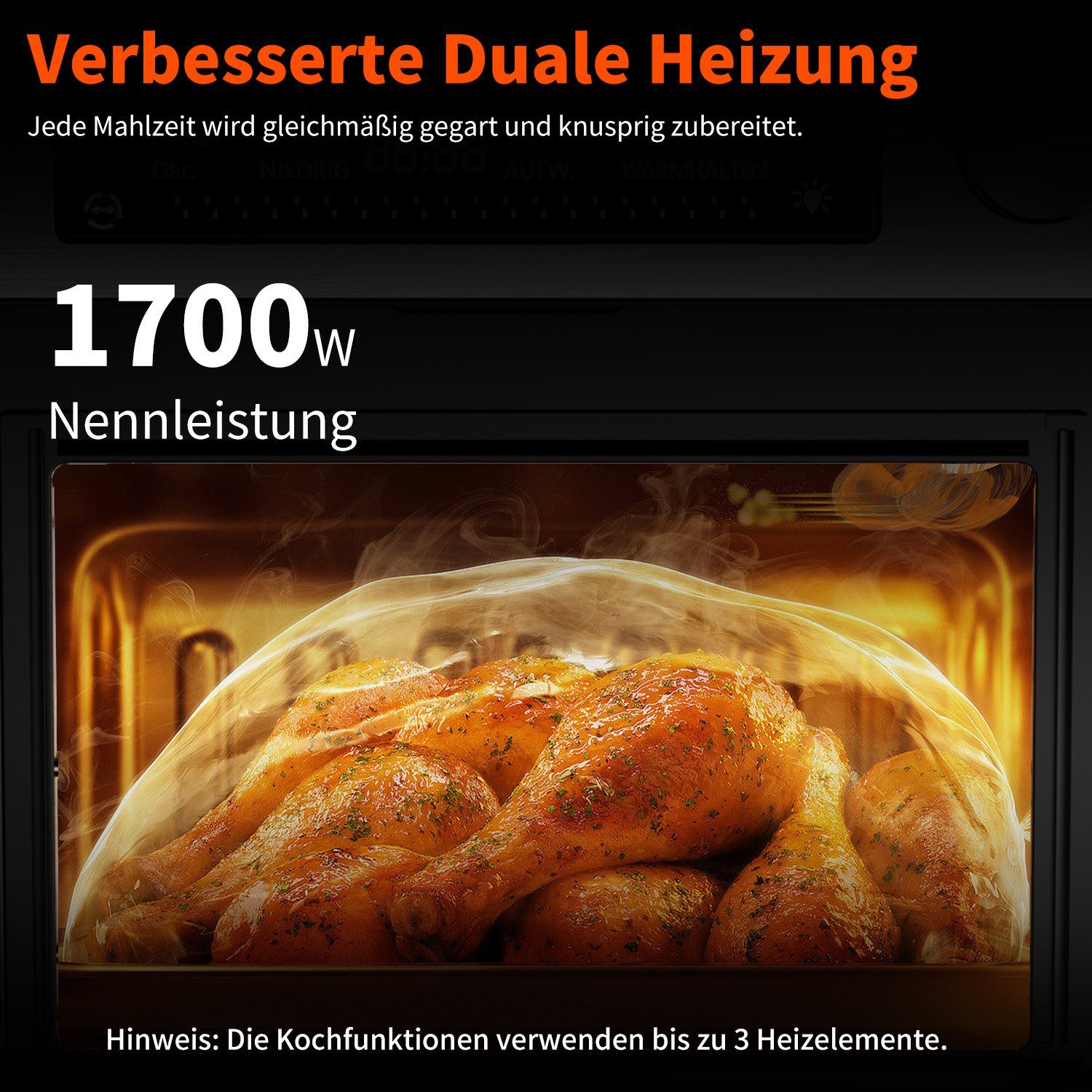 JOEAIS Heißluftfritteuse 14L XXL Ohne Öl Air Fryer 1700W Heizluft Fritteuse LED-Touchscreen, Airfryer Einstellbare Zeit/Temperaturregelung für Luftbraten, Braten