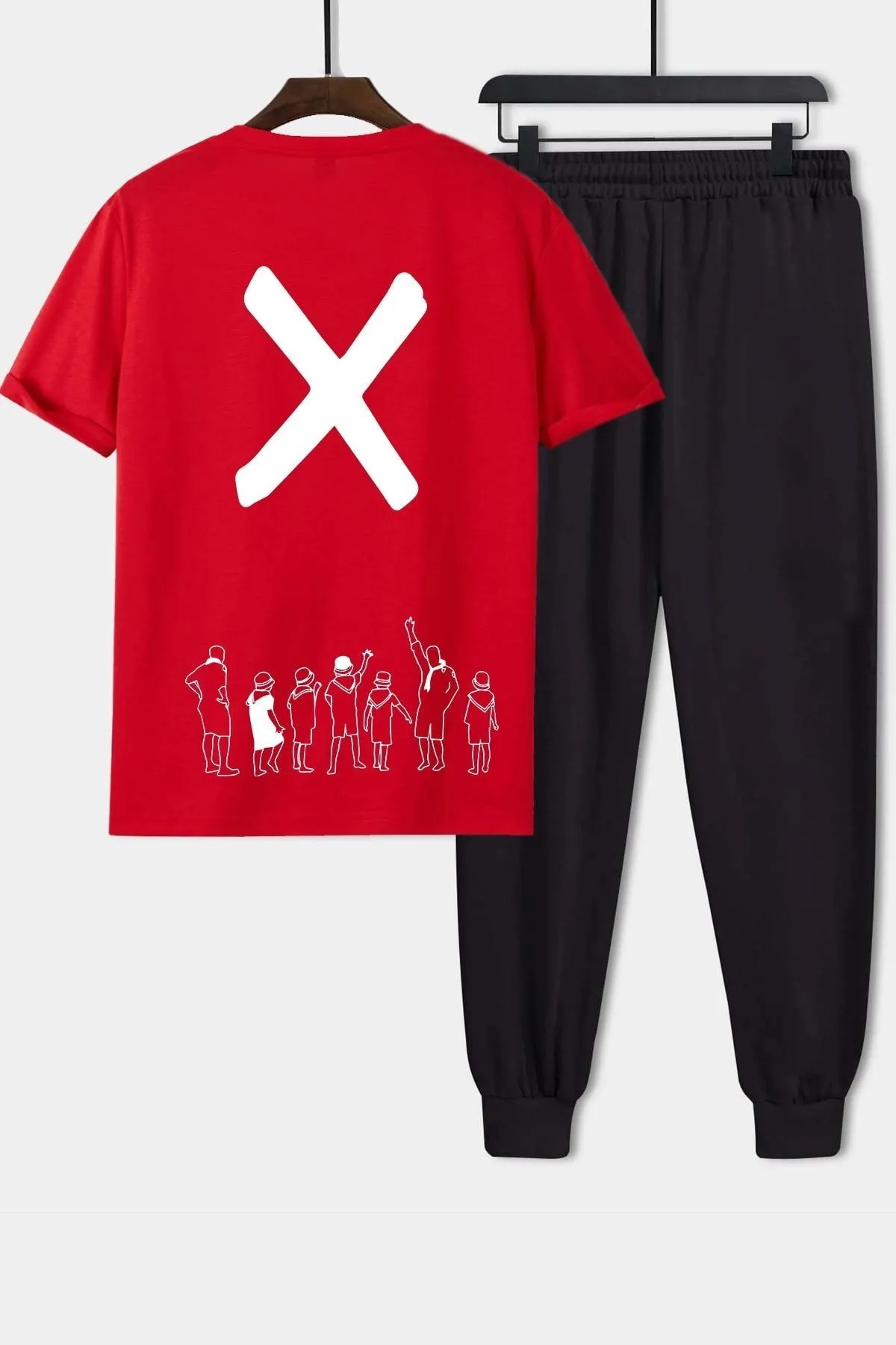 uyguntarz  Bedrucktes zweiteiliges Unisex-Trainingsanzug-Set „Design X“.