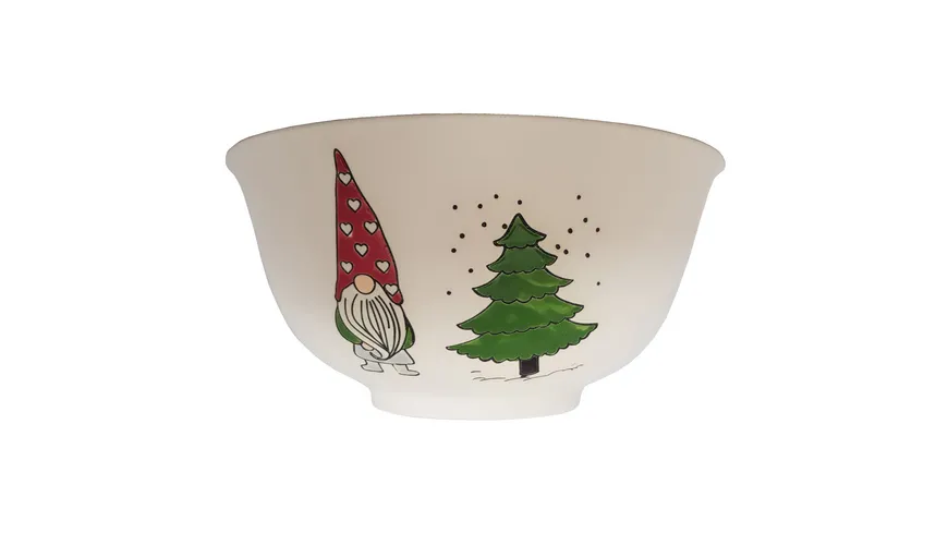 TRENDSHOP Müslischale X-MAS Wichtel mit Tanne Ø 14,7cm