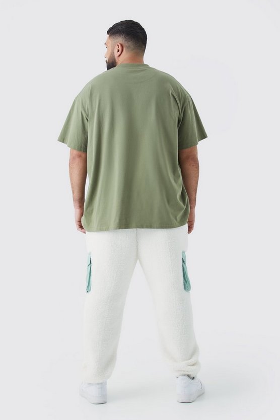 Plus Borg-Jogginghose mit Nylon Cargo-Taschen