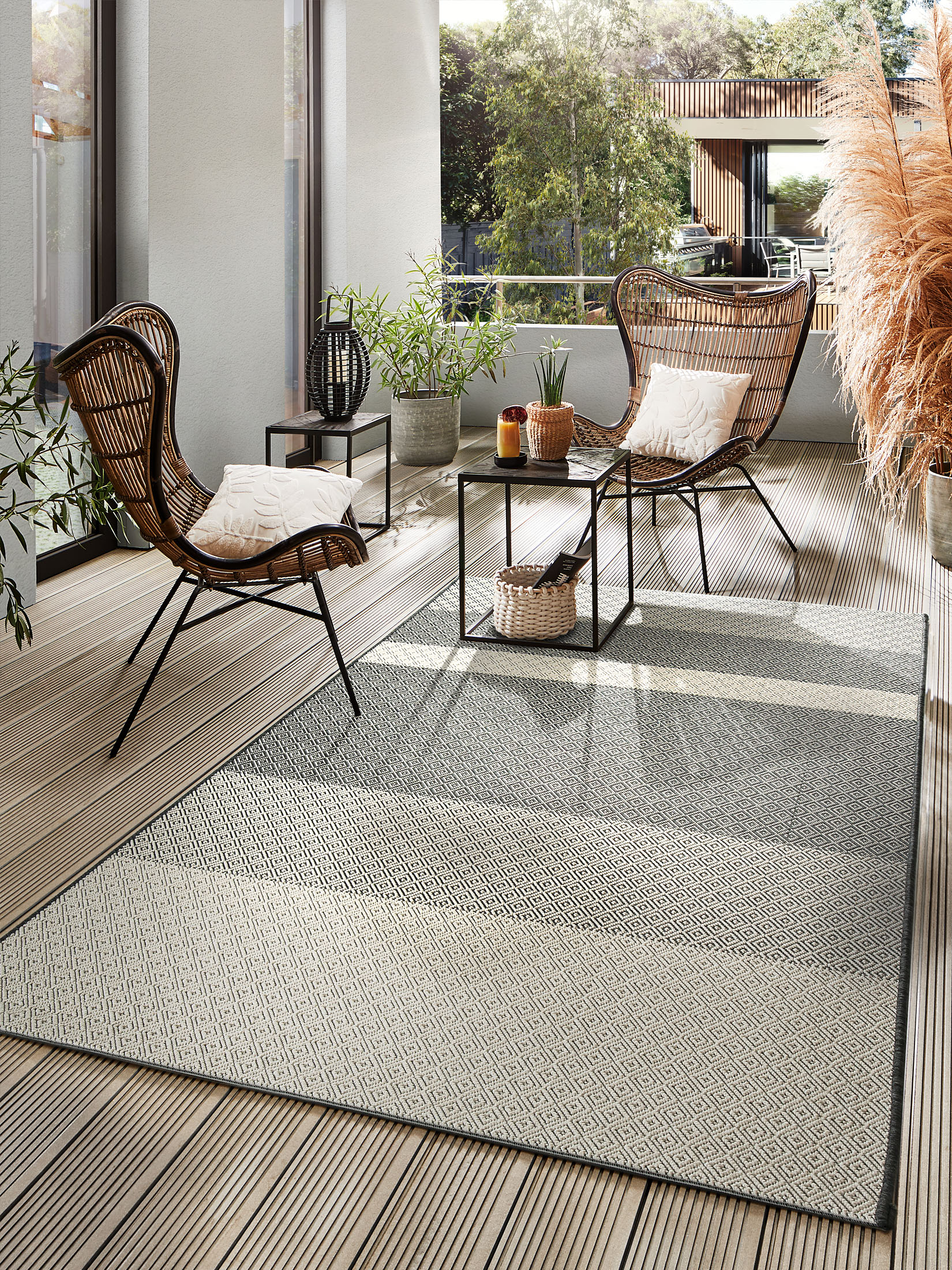 Lönstrup Outdoor-Teppich, Schwarz