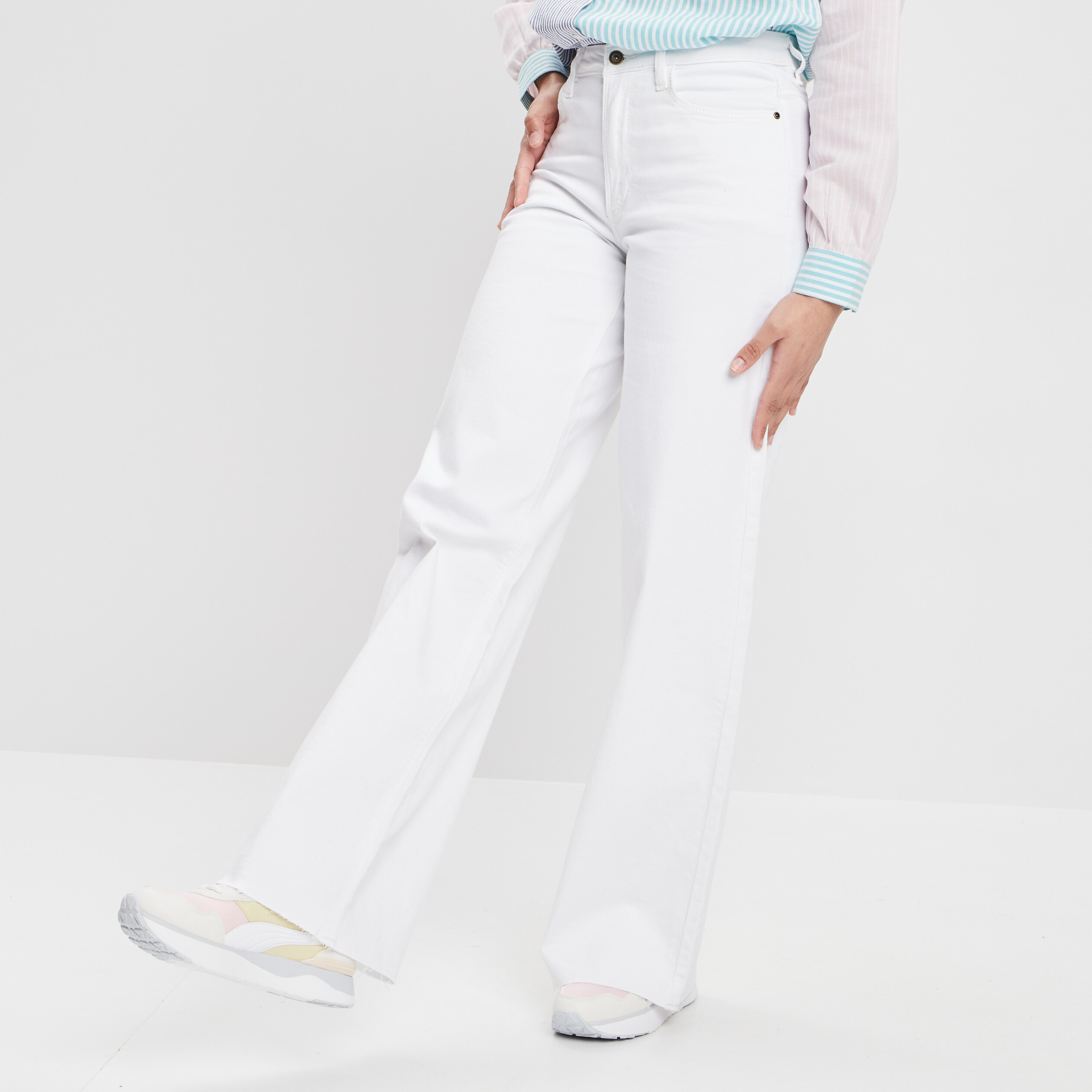 Pantalon large ivoire femme | La Halle