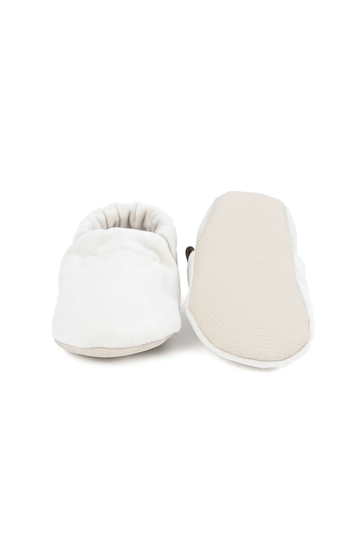 Caluu Baby  Babyschuhe aus Samt in Creme
