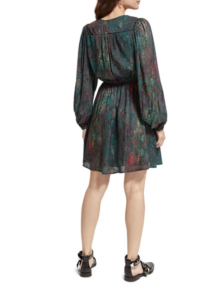 Scotch & Soda Kleid in Schwarz/ Petrol/ Rot günstig kaufen