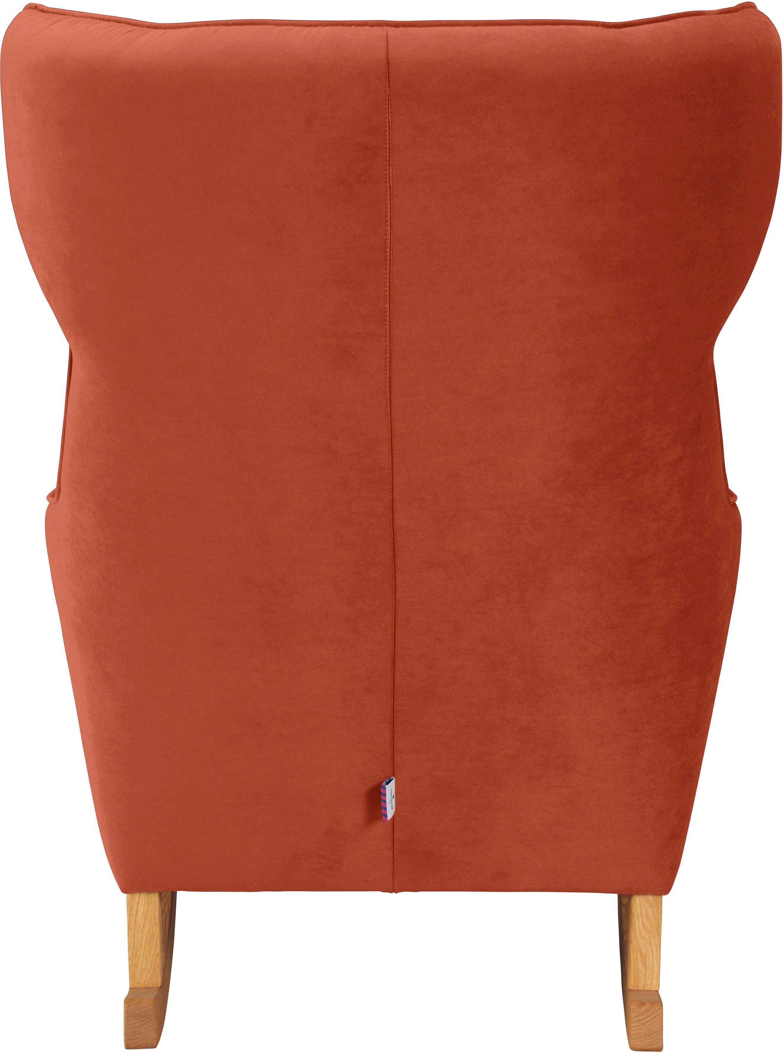 TOM TAILOR HOME Schaukelstuhl COZY, im Retrolook, mit Kedernaht und Knöpfung, Füße Eiche natur