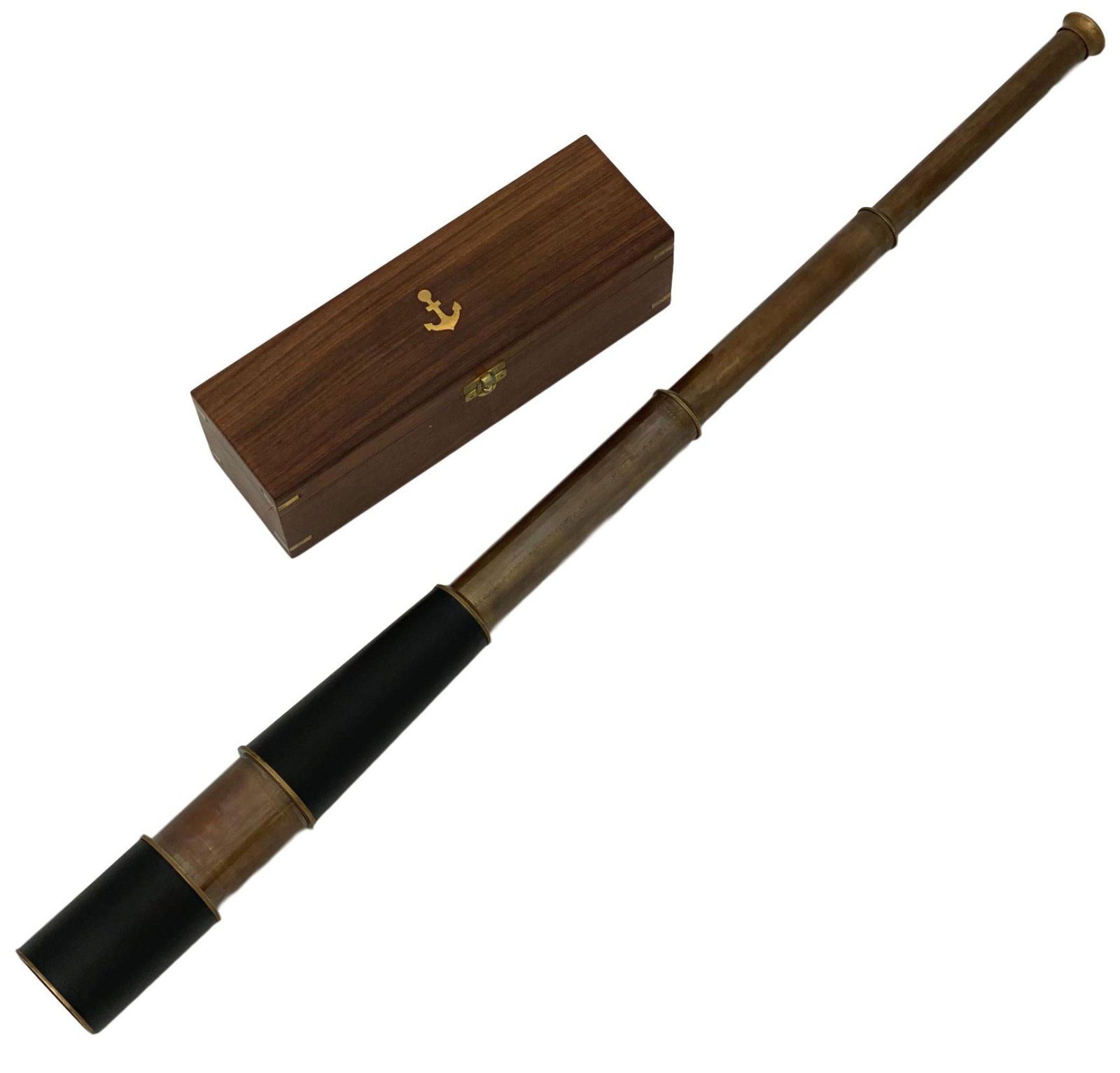 Aubaho Fernrohr mit Holzbox Maritim Teleskop Monokular Fernglas 92cm Antik-St Fernrohr