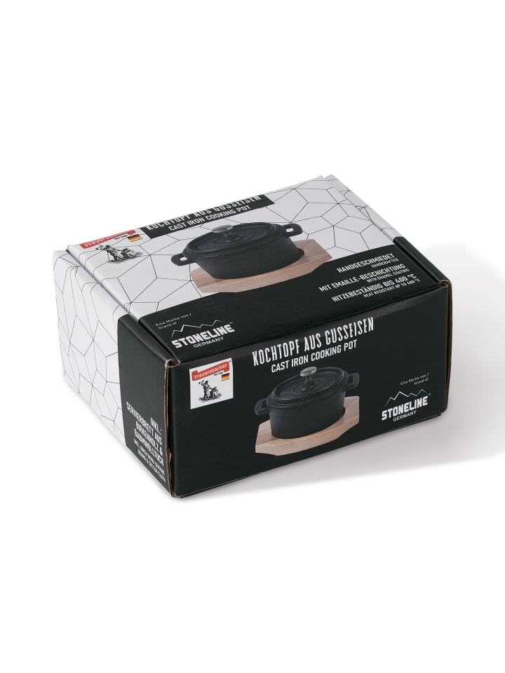 Stoneline Mini Cocotte 9 cm Gusseisen, Kleiner Emaille Topf in Schwarz günstig kaufen 9 cm